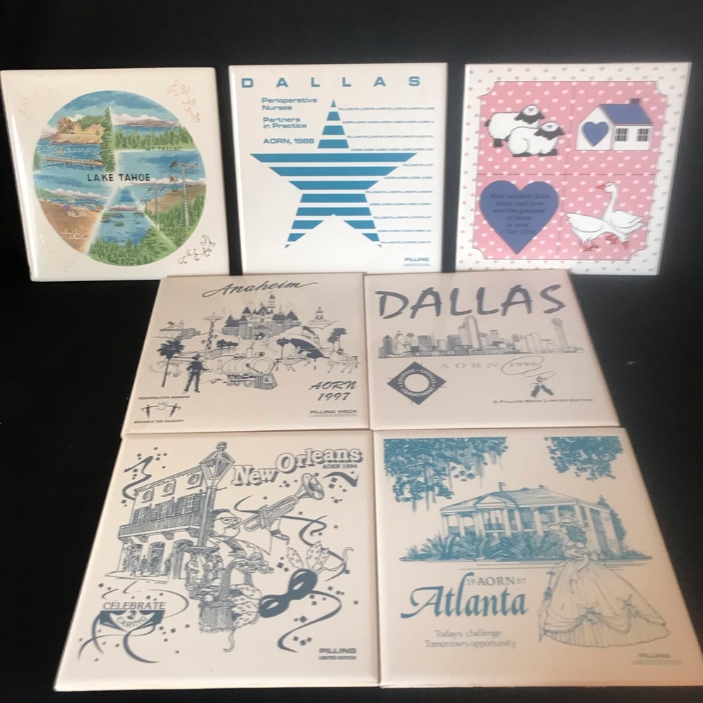 🔻🔻🔻7 Vintage dallas new orleans tahoe Disney tiles